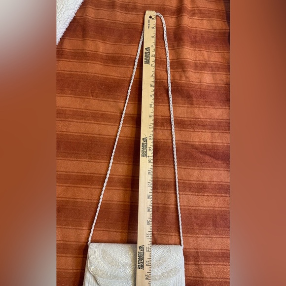 Lisa Loren Vintage Hand Beaded Pearl Evening Bag Bridal Crossbody Ivory - Picture 6 of 11